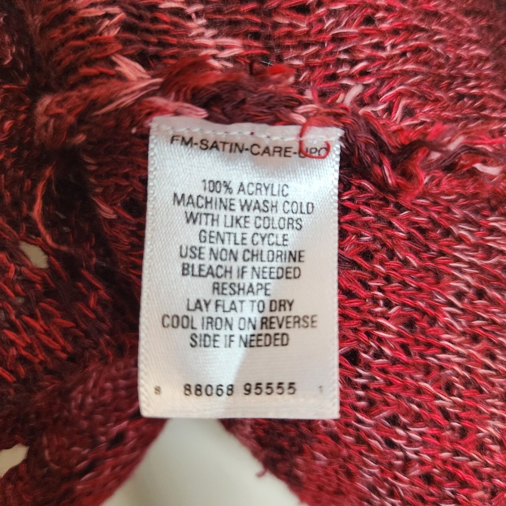 Indigo Sweater Cardigan Womens Size‎ M Medium Red Open Knit Long Sleeve Cozy - Picture 6 of 6
